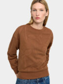 Embroidered Bow Cotton Sweatshirt – Brown