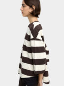 100% Cotton Striped 3/4 Sleeve T-Shirt – Brown