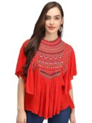 IB STYLES Women's Rayon Embroidered Regular Fit Tops Short Kurti