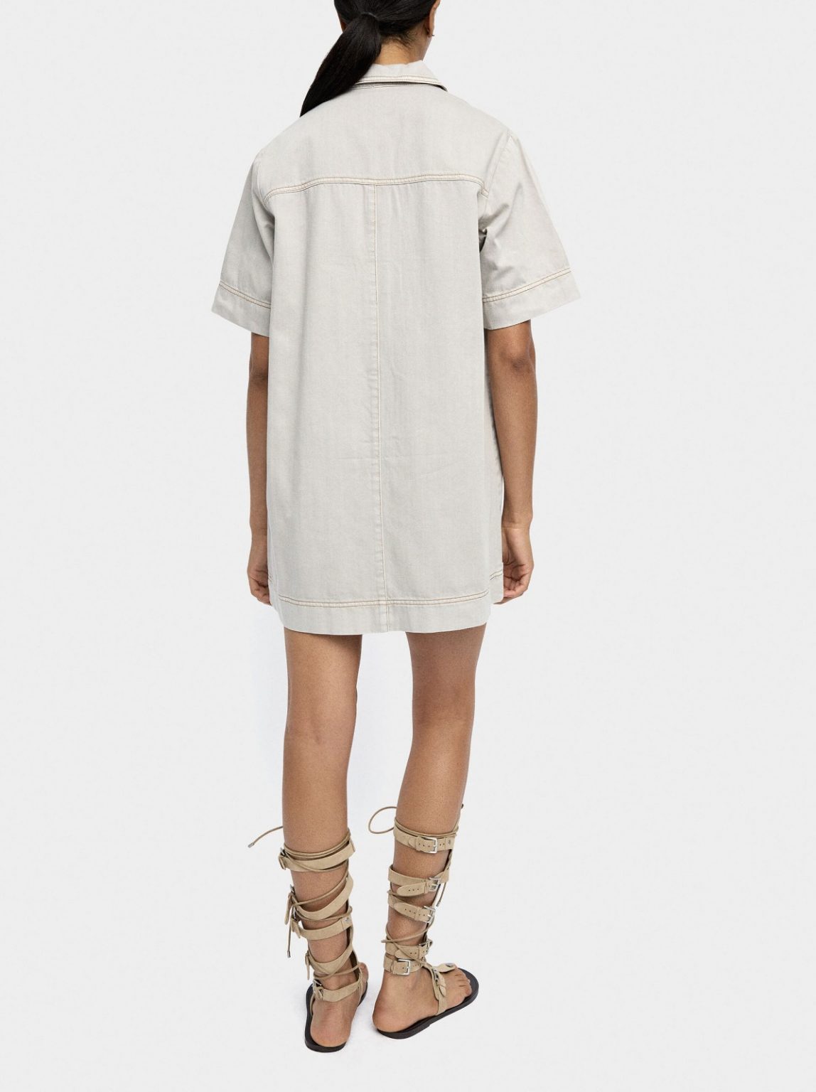 Denim Midi Dress – 100% Cotton – Grey - Image 2