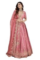 TRENDMALLS Women's Satin Embroidery Sequence Work Lehenga Choli Set with Dupatta For Women SemiS