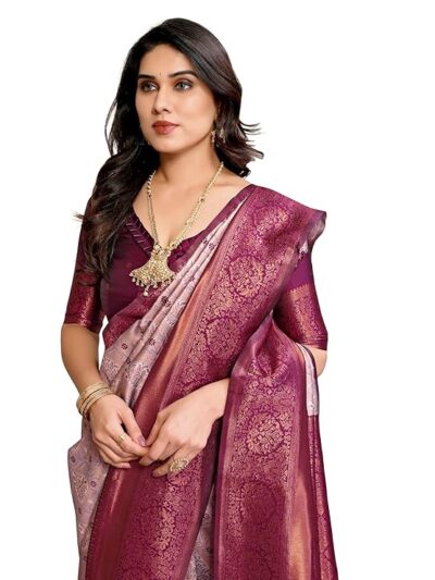 Fashion Women's Kanjivaram Soft Silk Banarasi Sarees With Blouse Piece For Women