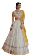 TRENDMALLS Women's Satin Embroidery Sequence Work Lehenga Choli Set with Dupatta For Women SemiS