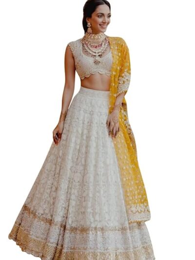 TRENDMALLS Women's Satin Embroidery Sequence Work Lehenga Choli Set with Dupatta For Women SemiS