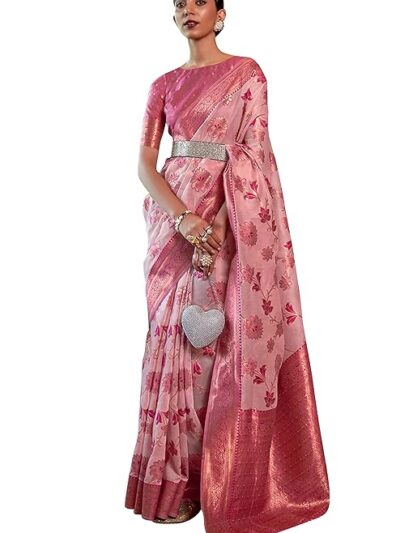 Womens Kanjivaram Banarasi Silk Saree Patola saree with Unstitched blouse piece