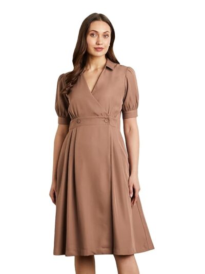 Symbol Premium Women's 'Desk-to-Dinner' Fit & Flare Wrap Dress (Midi Length | Stylis