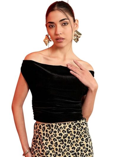 Lite Velvet Cotton Stretchable Draped Crop Top