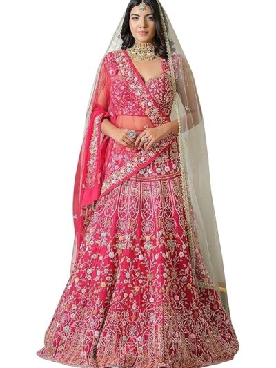 Women's Satin Embroidery Sequence Work Lehenga Choli Set with Dupatta For Women SemiStitch | Sty