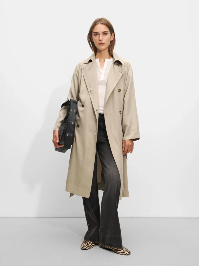 Long Lyocell Trench Coat – Beige
