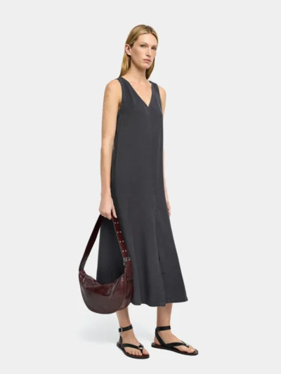 Lyocell Pocket-Slit Maxi Dress – Grey