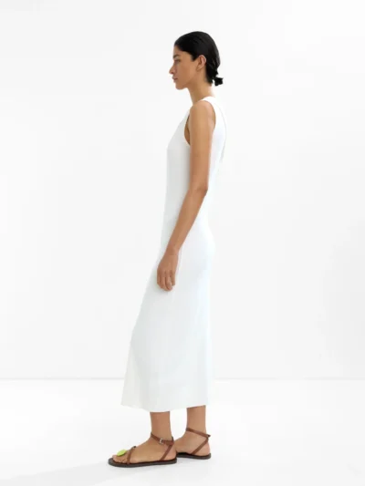 White Fitted Wrap-Detail Maxi Dress