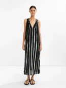 Striped Sleeveless V-Neck Maxi Dress