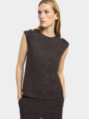 Textured Shoulder Button Top – Brown