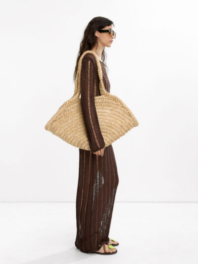 Open-Knit Long Tie-Back Maxi Dress