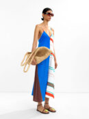 Silk Printed Cross-Back Maxi Dress