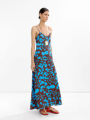 Printed Open-Back Strap Maxi Dress