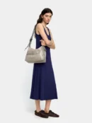 Ribbed Stud-Neck Flowy Maxi Dress – Blue