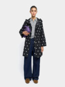 Polka-Dot Water-Repellent Parka – Black