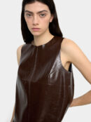 Leather-Effect Cracked Sleeveless Top – Bordeaux