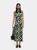 Lapel Shirt Midi Dress with Pockets