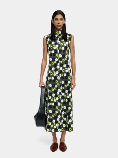 Lapel Shirt Midi Dress with Pockets