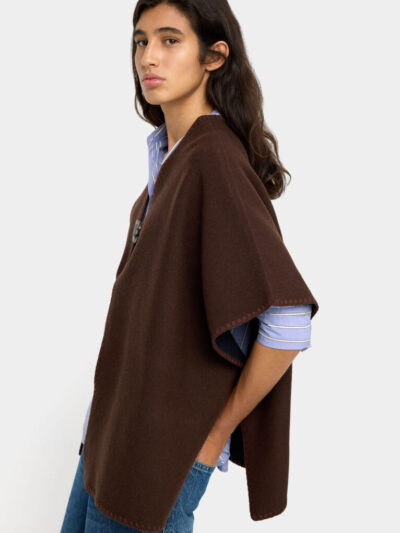 Asymmetrical Ribbed Poncho – Navy