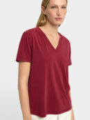 Soft Modal V-Neck T-Shirt – Bordeaux