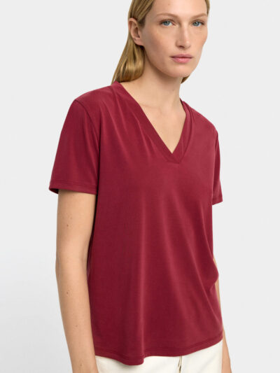 Soft Modal V-Neck T-Shirt – Bordeaux