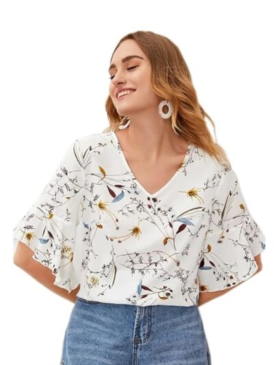 Oversized Shirt for Women – Korean Casual Short Sleeve Loose Fit Top