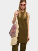 Khaki Cotton Corduroy Mini Dress