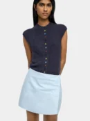 Ribbed Wool-Blend Buttoned Waistcoat – Navy