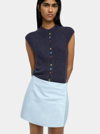 Ribbed Wool-Blend Buttoned Waistcoat – Navy