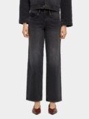 Washed Effect Denim Trousers – Black