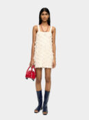 White 3D Fringe Knit Strap Dress