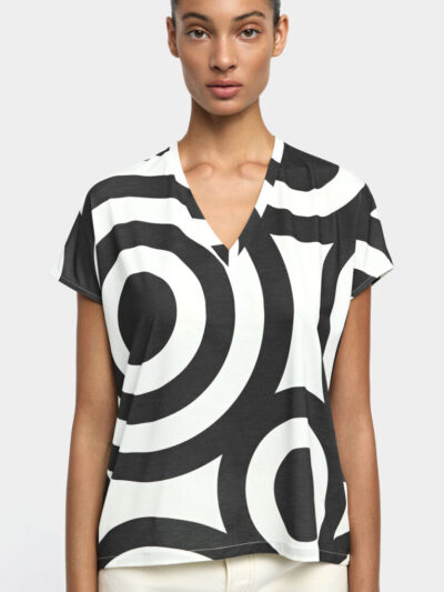 Geometric Print V-Neck T-Shirt