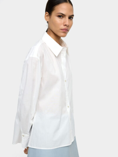 Classic Cotton Button-Up Shirt – White