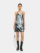 Silver Sequin Strappy Mini Dress