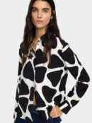 Crinkled Floral Print Shirt – Black/White