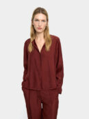 Fluid Satin V-Slit Blouse