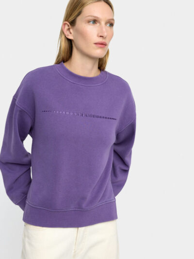 Embroidered Front Cotton Sweatshirt – Purple