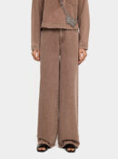 Wide-Leg Cotton Denim Trousers – Pink