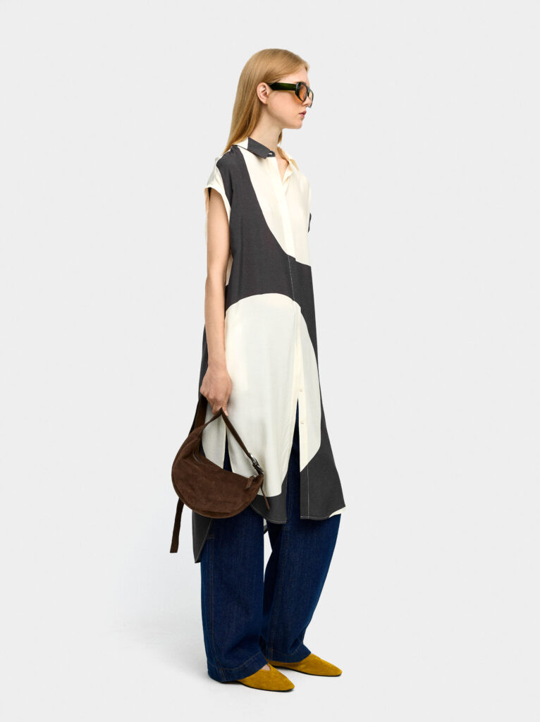 Geometric Print Midi Shirt Dress