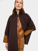 High-Neck Buckle Poncho – Bordeaux