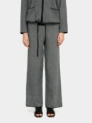 Knit Flare Trousers with Elastic Waist – Grey