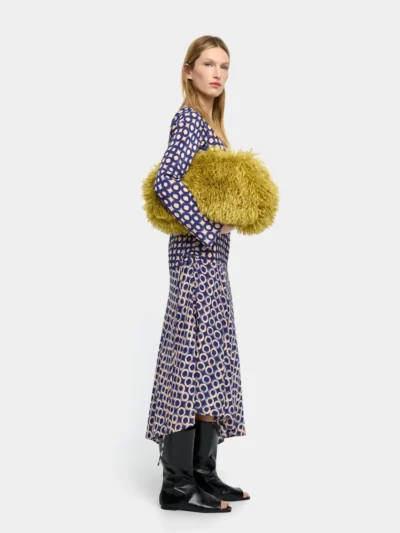 Asymmetric Circle Print Midi Dress