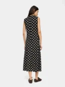 Polka Dot Flared Sleeveless Maxi Dress