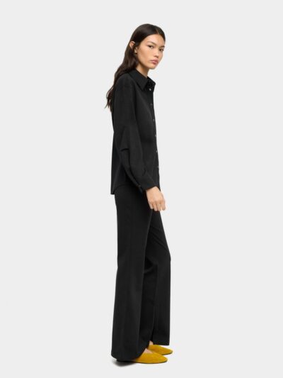 Light Flare Plain Trousers – Black
