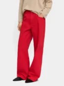 Wide-Leg Cotton Denim Trousers – Red