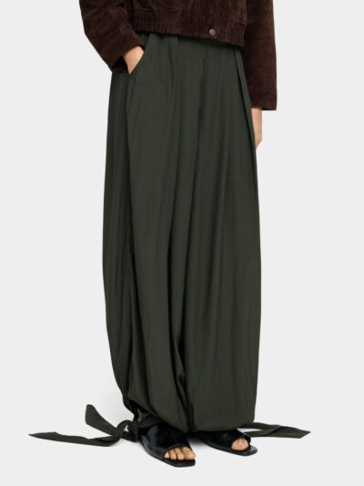 Balloon Tie-Ankle Trousers – Grey