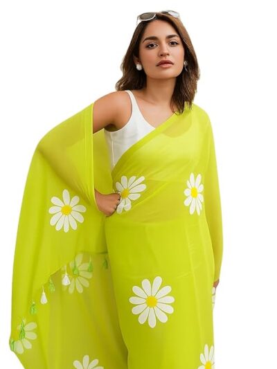 Organza Daisy Print Saree